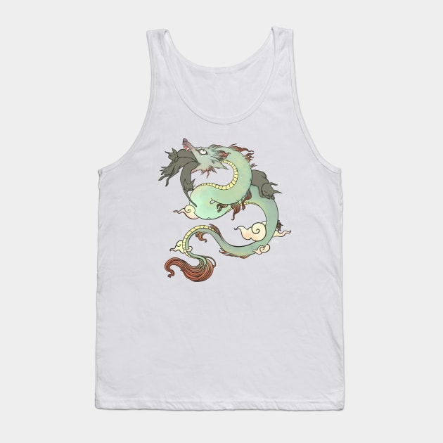 Flying Dragon In Space With Cats Drawing Tank Top by cellsdividing